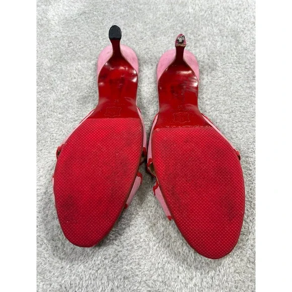 Christian Louboutin Vintage Pink Suede Scalloped Crisscross Rare Red Bottoms 37 - Picture 4 of 10